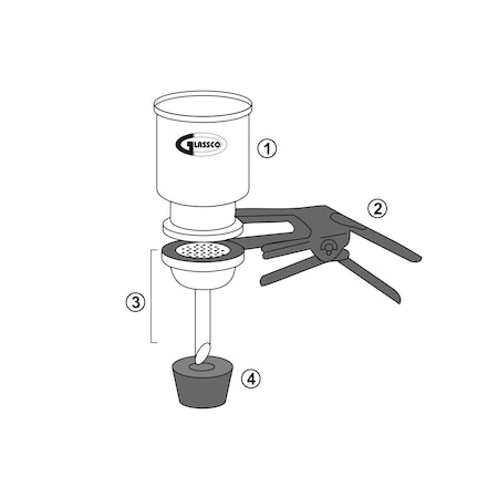 UNITED SCIENTIFIC Replacement Ptfe-Coated Glass Funnel, 30 FHFP300